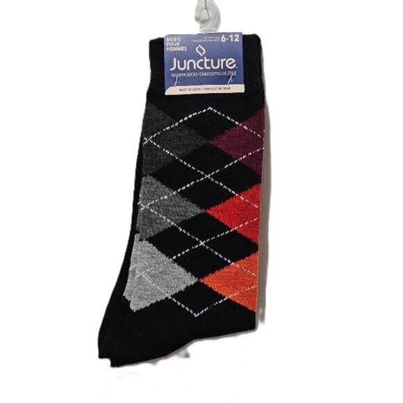 FREE SHIPPPING HALLOWEEN ARGYLE BLACK GREY ORANGE SOCKS - Picture 1 of 2